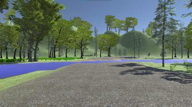 Row of trees with a purple curved row