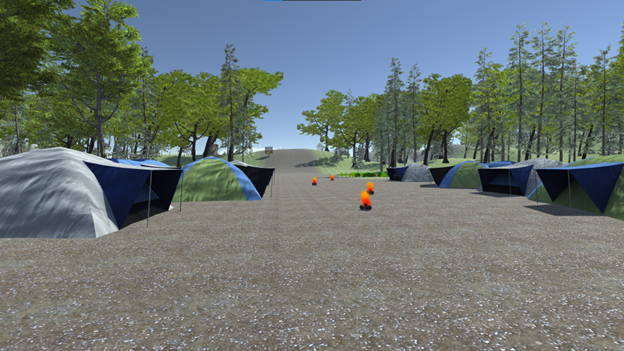 A campsite with a notable number of tents.