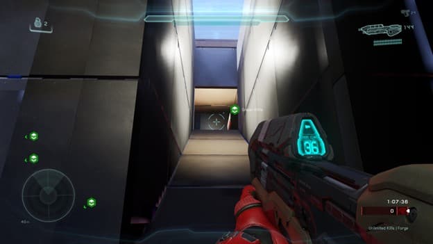 Looking towards the sniper gun