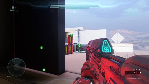 Video game with sniper tower and red gun